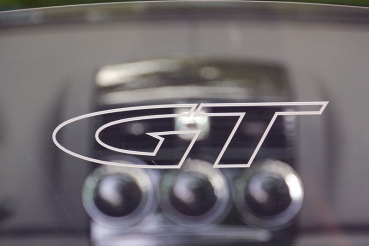 Removeable wind deflector clear with outline "GT" logo
