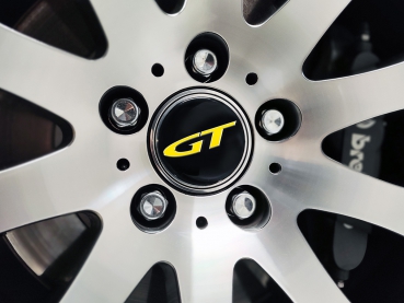 4 x 3D GT yellow logo stickers for wheel center cap TN4 / TN9 / others