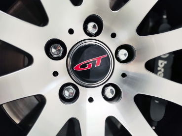4 x 3D GT red logo 62 mm stickers for wheel center caps