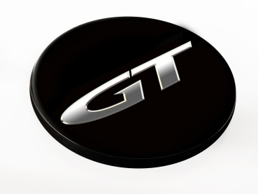 3D base plate including steering wheel logo, printed chrome effect