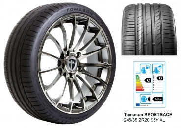 Wheel TN9: rim 8,5 x 20 Zoll with Tomason Sportrace tire 255/30