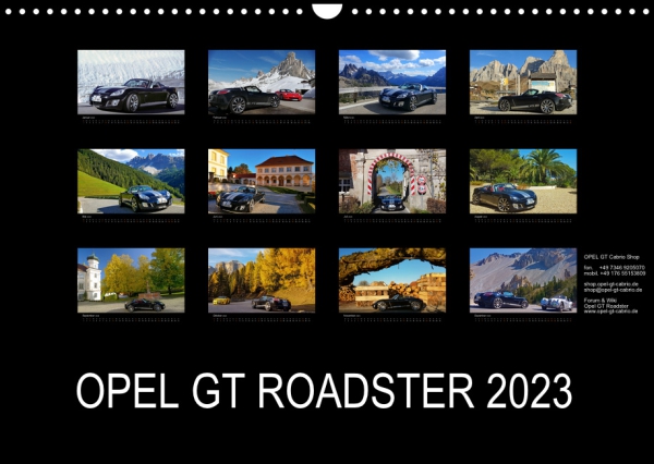 Opel GT Cabrio Shop Calender 2023