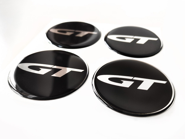 4 x 3D GT-Chrom Logo 70mm für Tomason Nabenkappe TN4  / TN9
