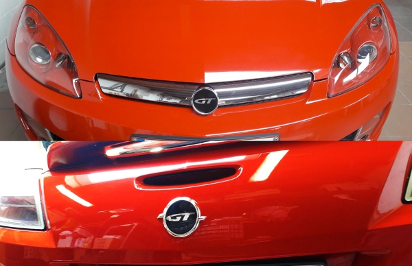 3D set front/rear base plate and 2 GT chrome logos