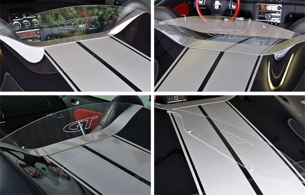Removeable wind deflector clear with outline "GT" logo